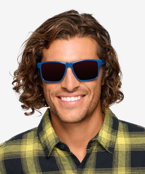 Running Blue Red PlasticSunglass Frames for Men from EyeBuyDirect