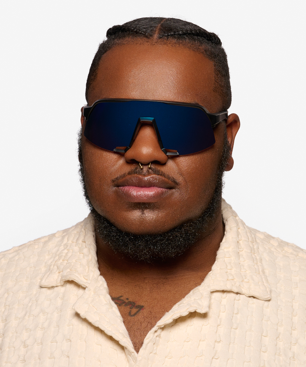 Moto - Geometric Black Frame Sunglasses For Men | Eyebuydirect