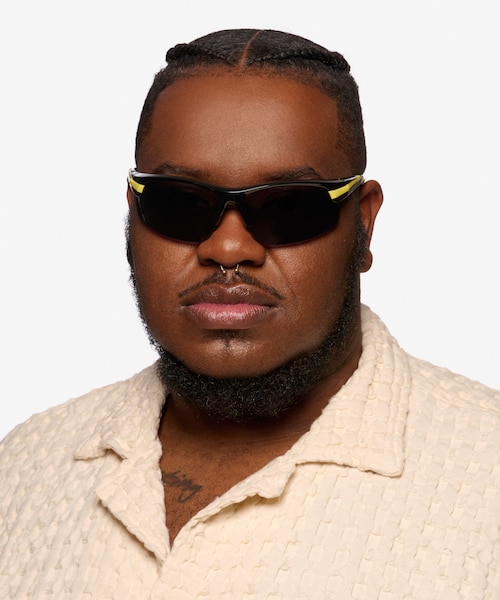 Match Black Yellow PlasticSunglass Frames for Men from EyeBuyDirect