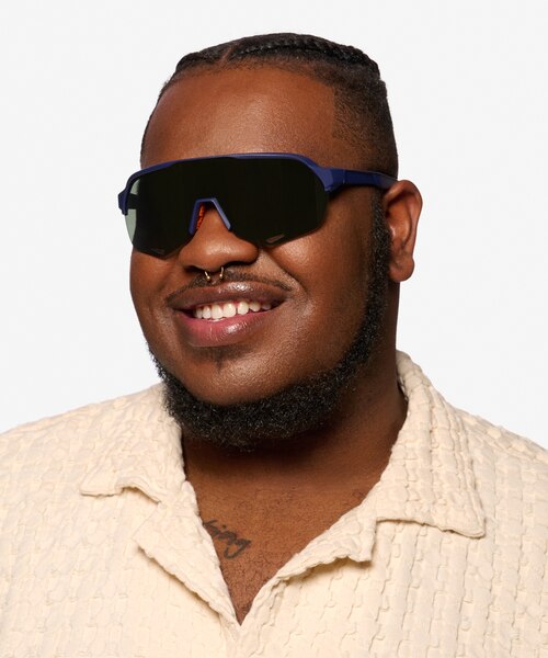 Vert Matte Navy Orange PlasticSunglass Frames for Men from EyeBuyDirect