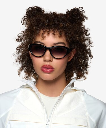 Shiny Black Bedrock -  Plastic Sunglasses