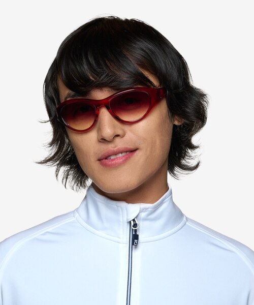 Bedrock Clear Red Eco-friendlySunglass Frames for Men from EyeBuyDirect
