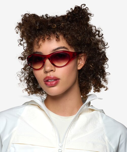 Bedrock Clear Red Eco-friendlySunglass Frames for Women from EyeBuyDirect