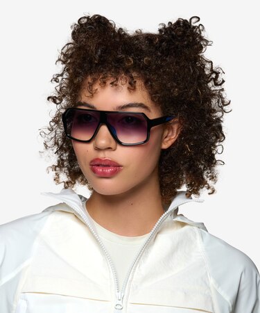 Black Geo -  Plastic Sunglasses