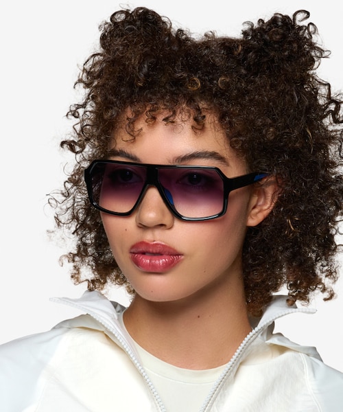 Geo Black PlasticSunglass Frames for Women from EyeBuyDirect