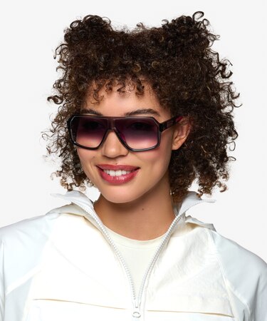 Clear Gray Geo -  Plastic Sunglasses