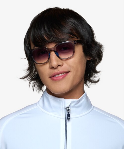 Force Clear Gray PlasticSunglass Frames for Men from EyeBuyDirect