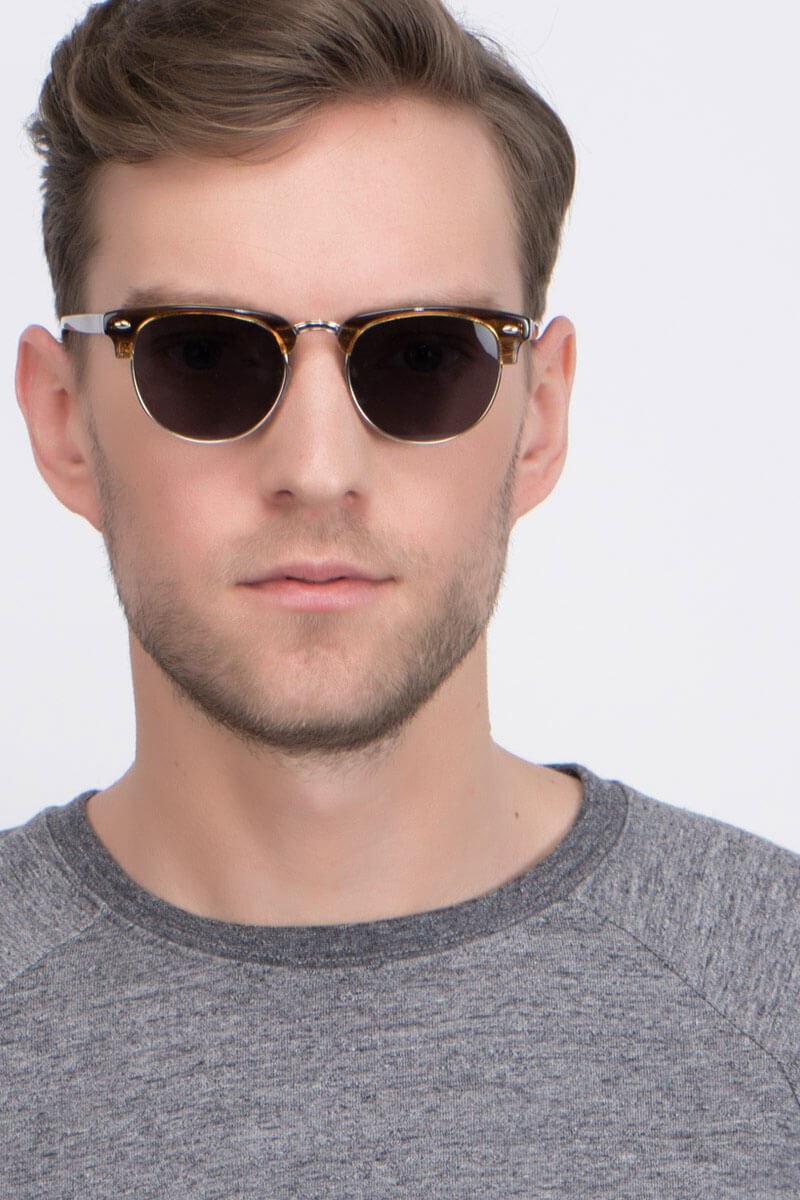 The Hamptons - Browline Brown Golden Frame Prescription Sunglasses ...