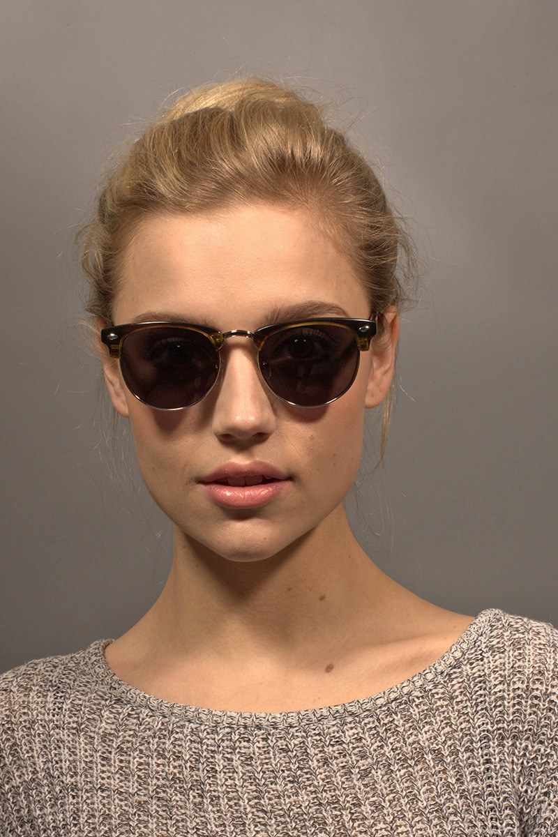 The Hamptons - Browline Brown Golden Frame Prescription Sunglasses ...