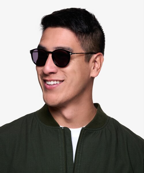 Monroe Black Silver Plastic-metalSunglass Frames for Men from EyeBuyDirect