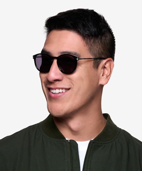 Monroe Black Silver Plastic, MetalSunglass Frames for Men from EyeBuyDirect