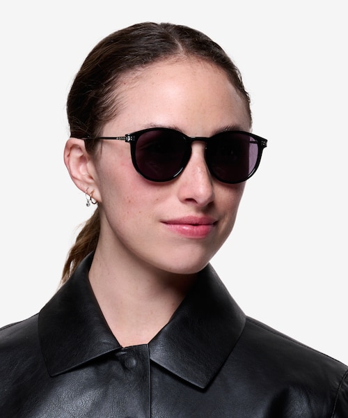 Monroe Black Silver Plastic, MetalSunglass Frames for Women from EyeBuyDirect