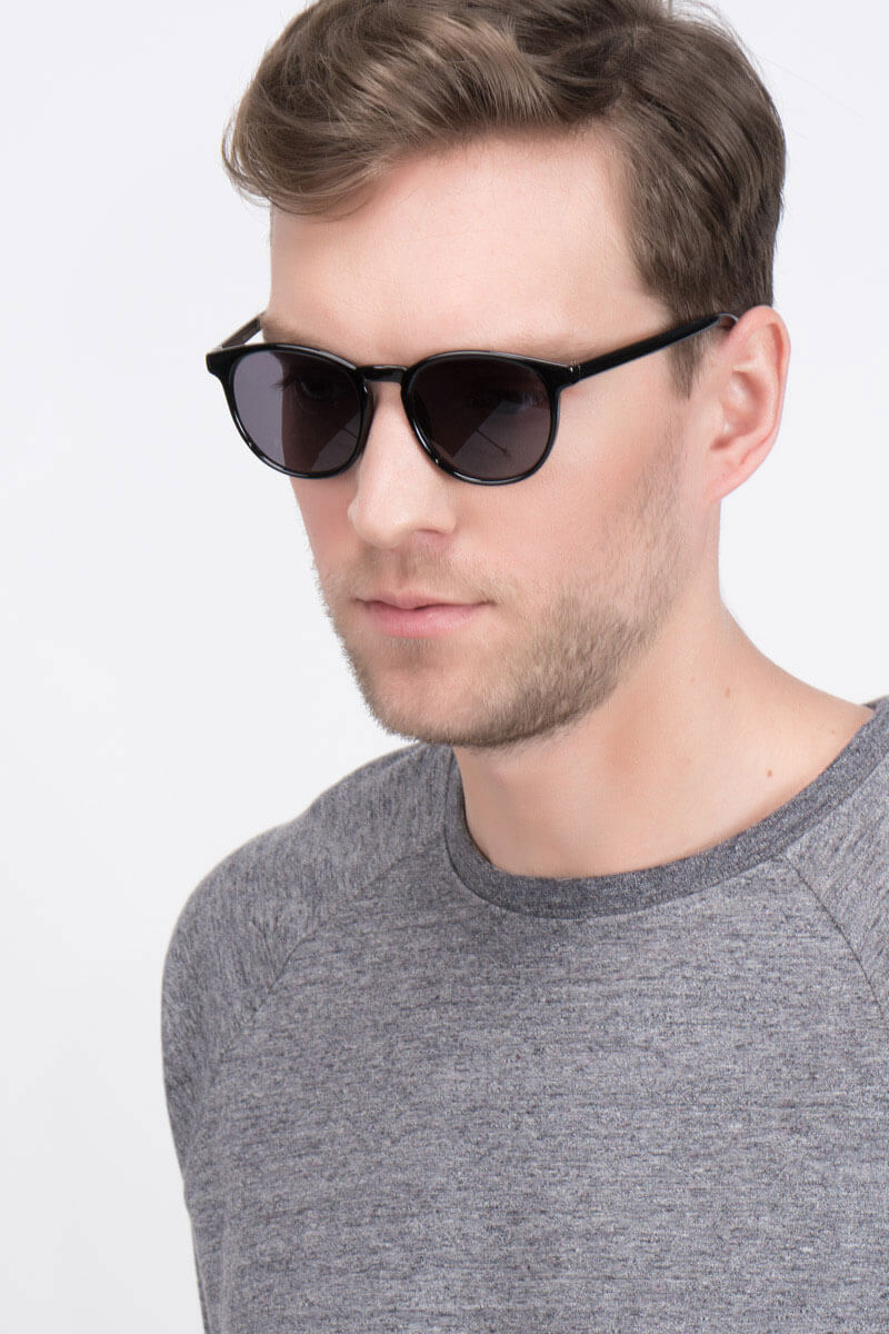 Deja Vu - Round Black Frame Prescription Sunglasses | Eyebuydirect