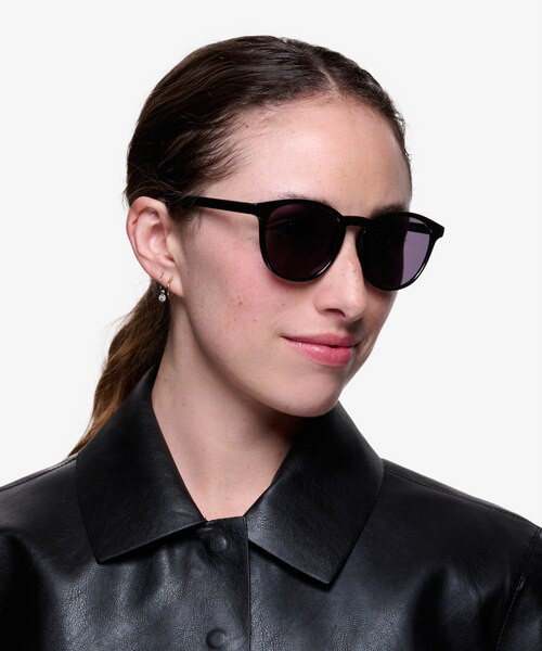 Deja Vu Black PlasticSunglass Frames for Women from EyeBuyDirect
