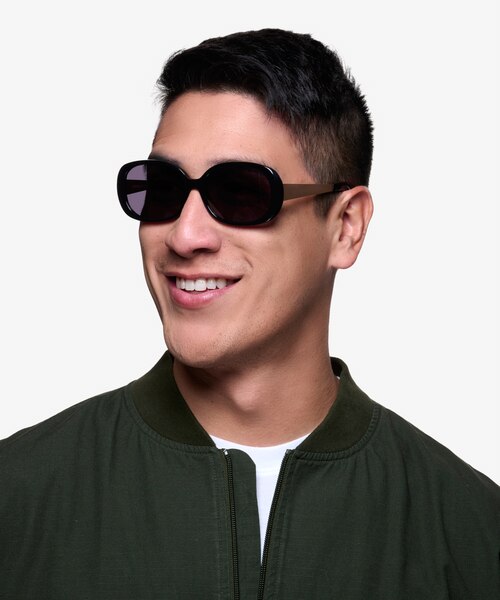 Lauren Black Acetate-metalSunglass Frames for Men from EyeBuyDirect