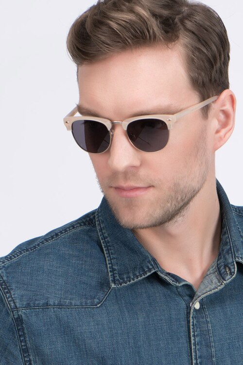 The Hamptons Matte Beige Acetate-metalSunglass Frames for Men from EyeBuyDirect