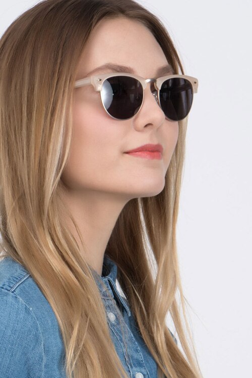 The Hamptons Matte Beige Acetate-metalSunglass Frames for Women from EyeBuyDirect