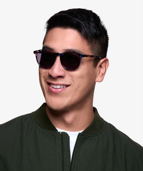 Deja Vu Blue & Floral PlasticSunglass Frames for Men from EyeBuyDirect