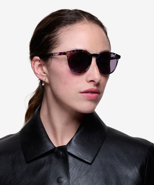 Deja Vu Blue & Floral PlasticSunglass Frames for Women from EyeBuyDirect