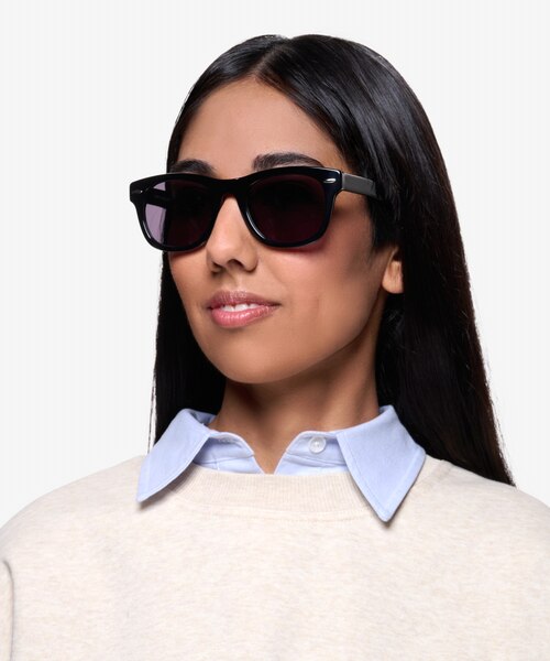 Hanoi Noir AcétateSoleil de Lunette de vue pour Femmes d'EyeBuyDirect