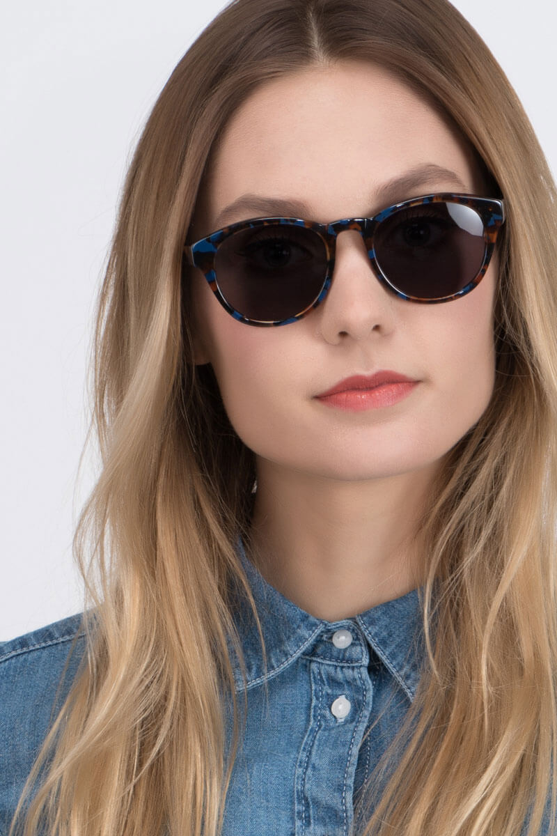 Coppola Round Blue Floral Frame Sunglasses For Women Eyebuydirect