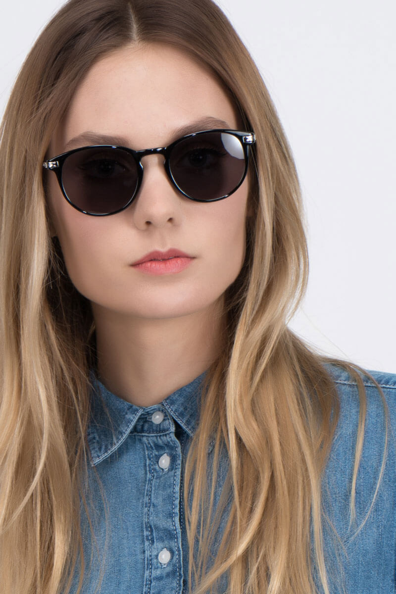Monroe - Round Black Frame Prescription Sunglasses