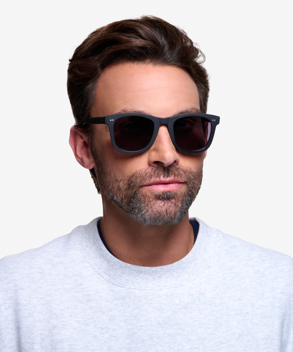 Nevada - Square Matte Black Frame Prescription Sunglasses | Eyebuydirect