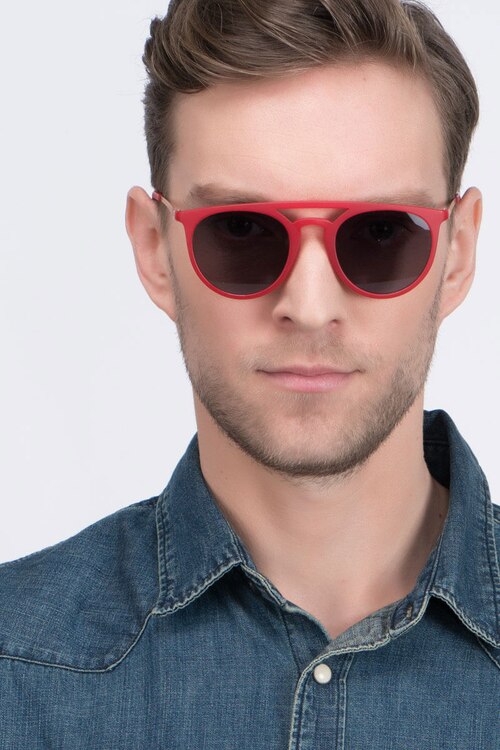 Benicia Scarlet PlastiqueSoleil de Lunette de vue pour Hommes d'EyeBuyDirect
