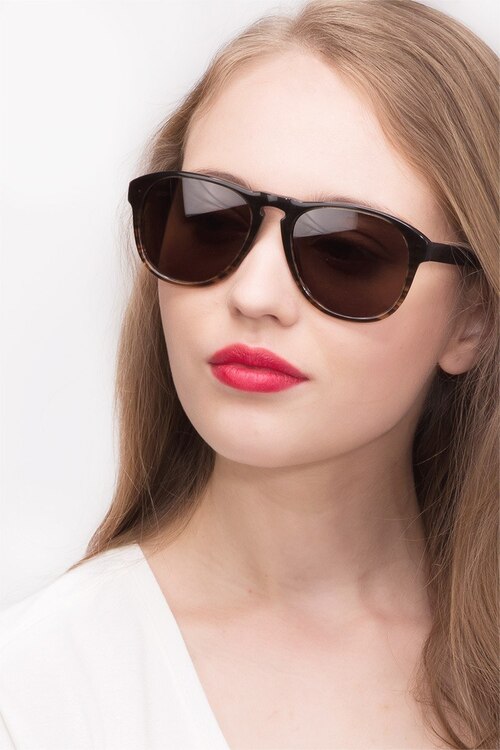 Phased Brown Striped AcetateSunglass Frames for Women from EyeBuyDirect