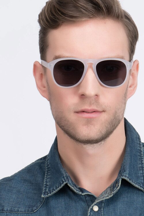 Phased Matte Clear AcetateSunglass Frames for Men from EyeBuyDirect