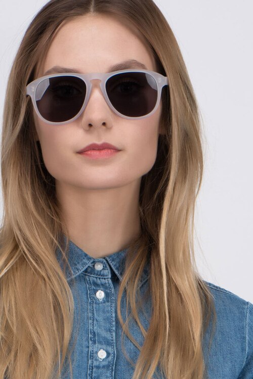 Phased Matte Clear AcetateSunglass Frames for Women from EyeBuyDirect