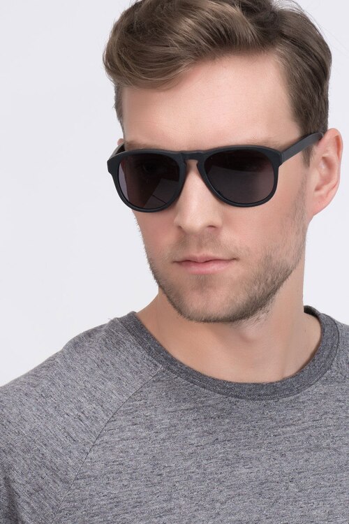Phased Matte Black AcetateSunglass Frames for Men from EyeBuyDirect