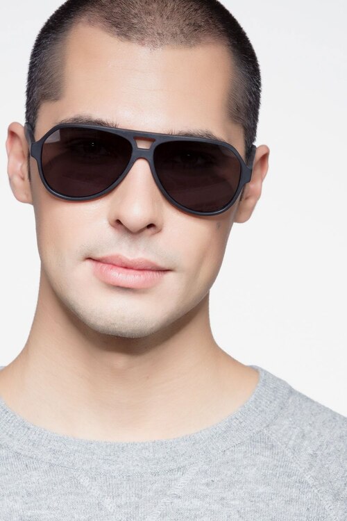 Americana Matte Black AcetateSunglass Frames for Men from EyeBuyDirect