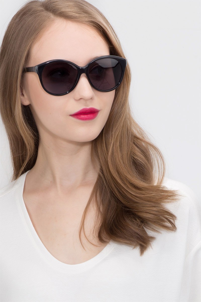 Stella - Round Dark Gray Frame Sunglasses For Women | Eyebuydirect