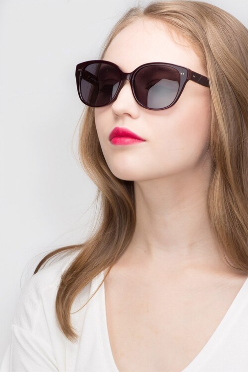 Lune Noire Dark Red AcétateSoleil de Lunette de vue pour Femmes d'EyeBuyDirect