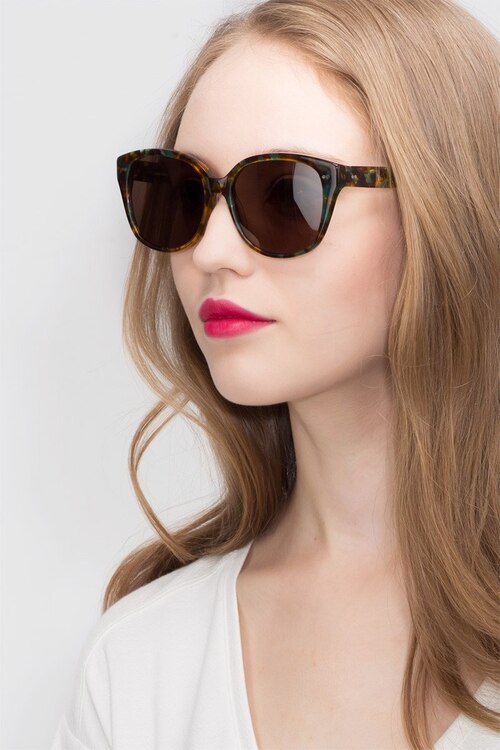Lune Noire Brown Floral AcétateSoleil de Lunette de vue pour Femmes d'EyeBuyDirect
