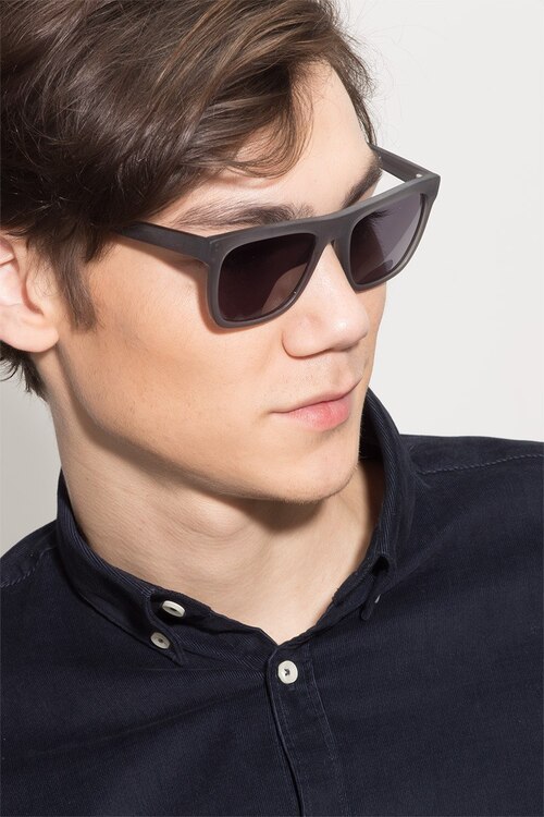 Virtual Matte Gray AcétateSoleil de Lunette de vue pour Hommes d'EyeBuyDirect
