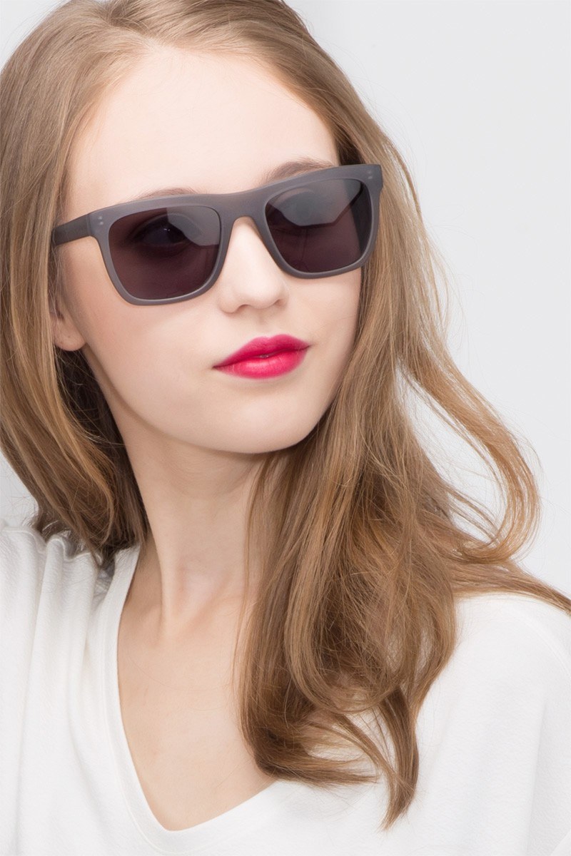 Virtual - Square Matte Gray Frame Prescription Sunglasses | Eyebuydirect