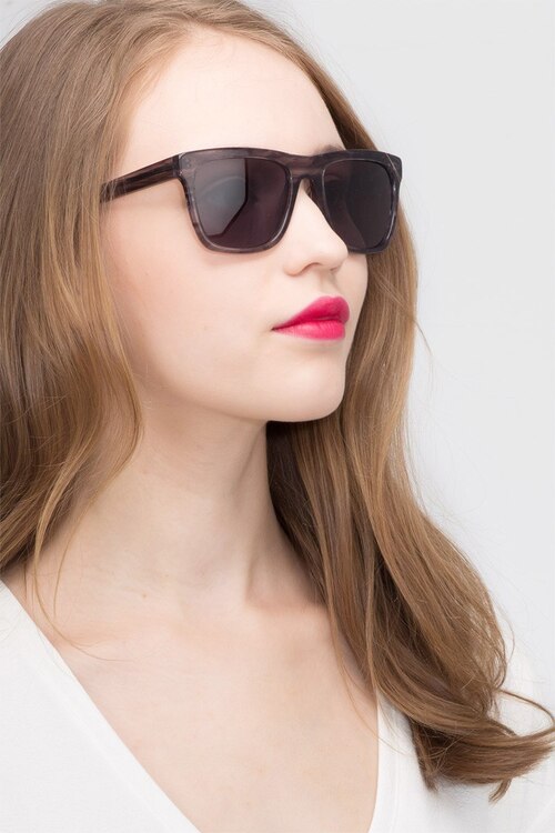Virtual Gray Strip AcetateSunglass Frames for Women from EyeBuyDirect