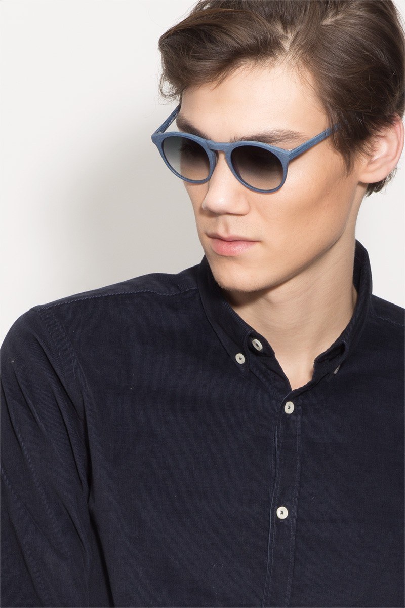 Air - Round Blue Frame Prescription Sunglasses | Eyebuydirect