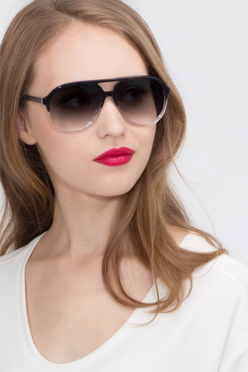 Jakarta Aviator Black Clear Frame Prescription Sunglasses