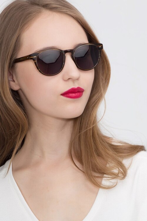 Till Dawn Brown Striped AcetateSunglass Frames for Women from EyeBuyDirect