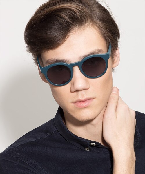 Oasis Matte Blue PlasticSunglass Frames for Men from EyeBuyDirect