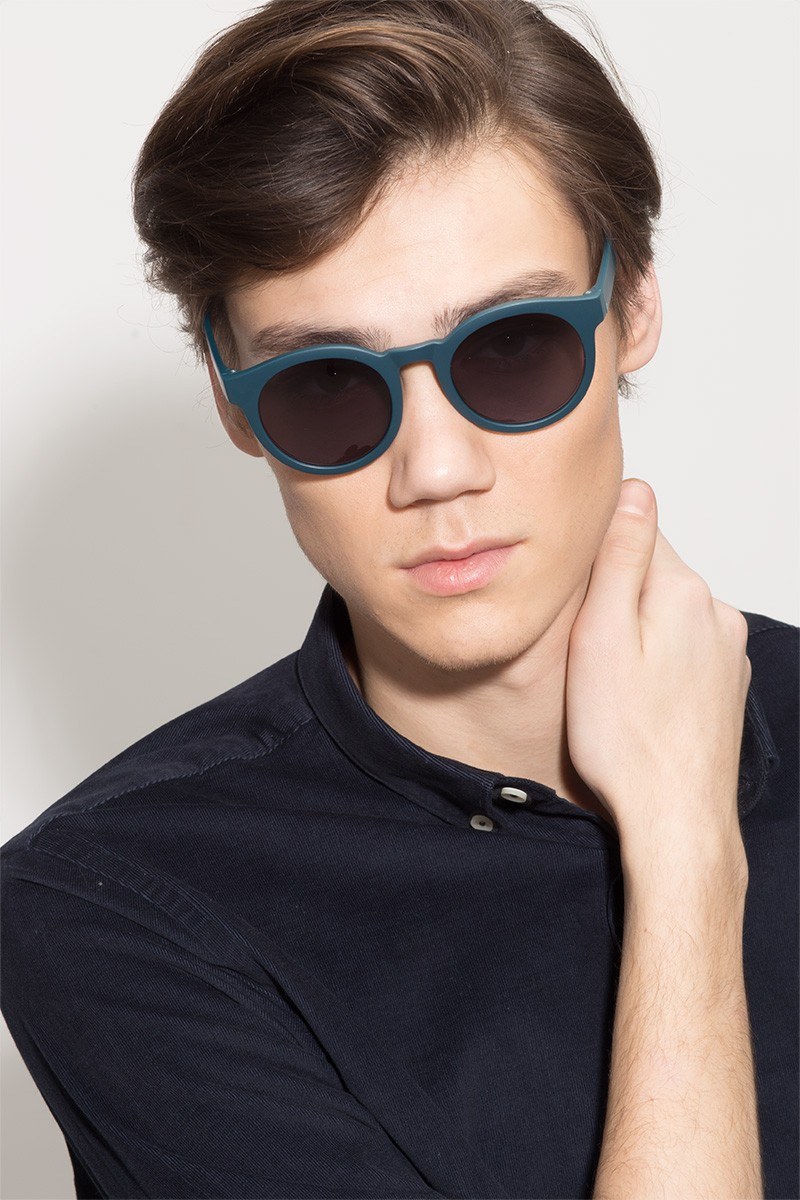 Oasis Round Matte Blue Frame Prescription Sunglasses Eyebuydirect 4338