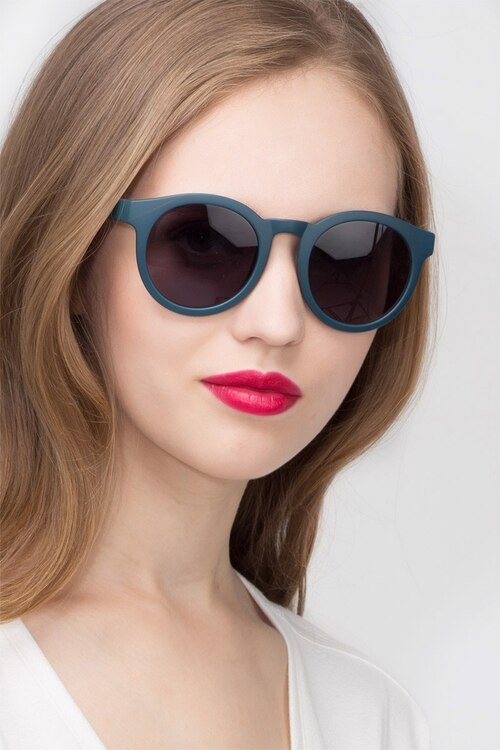 Oasis Matte Blue PlasticSunglass Frames for Women from EyeBuyDirect