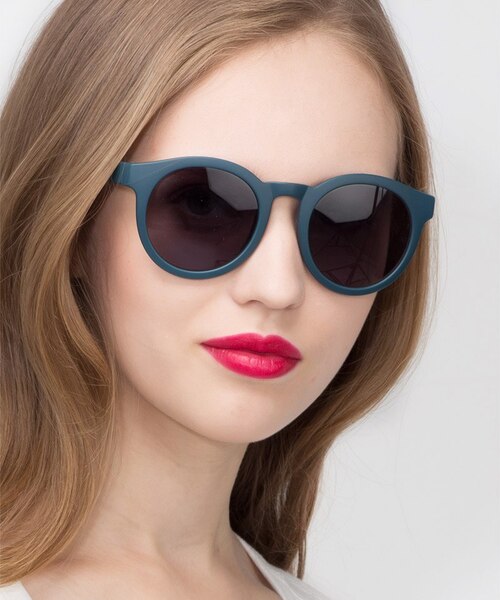 Oasis Matte Blue PlasticSunglass Frames for Women from EyeBuyDirect