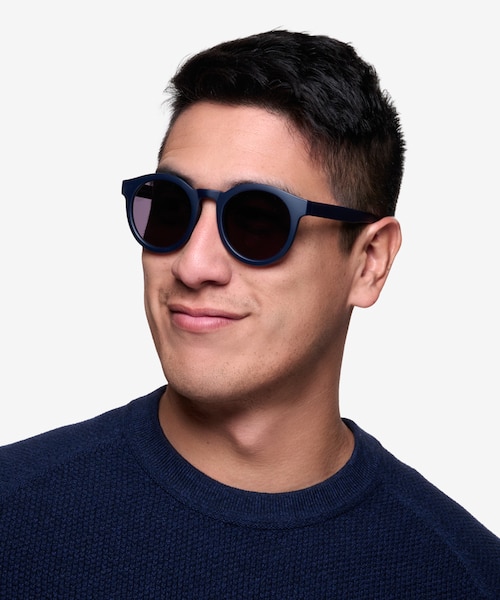Oasis Matte Navy PlasticSunglass Frames for Men from EyeBuyDirect