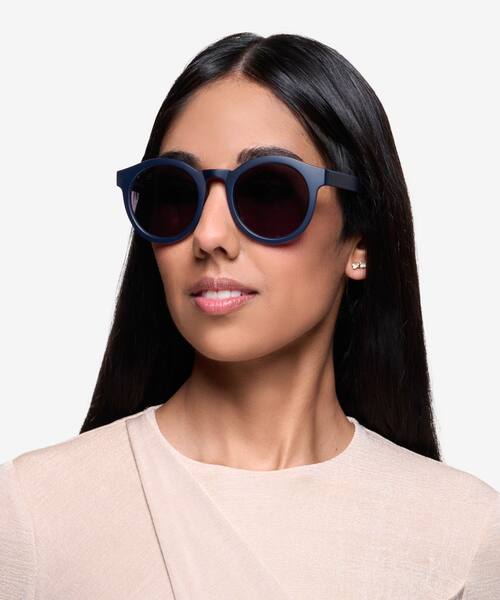 Matte Navy Oasis -  Plastic Sunglasses