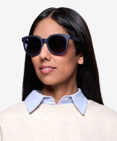 Matte Navy Elena -  Vintage Plastic Sunglasses