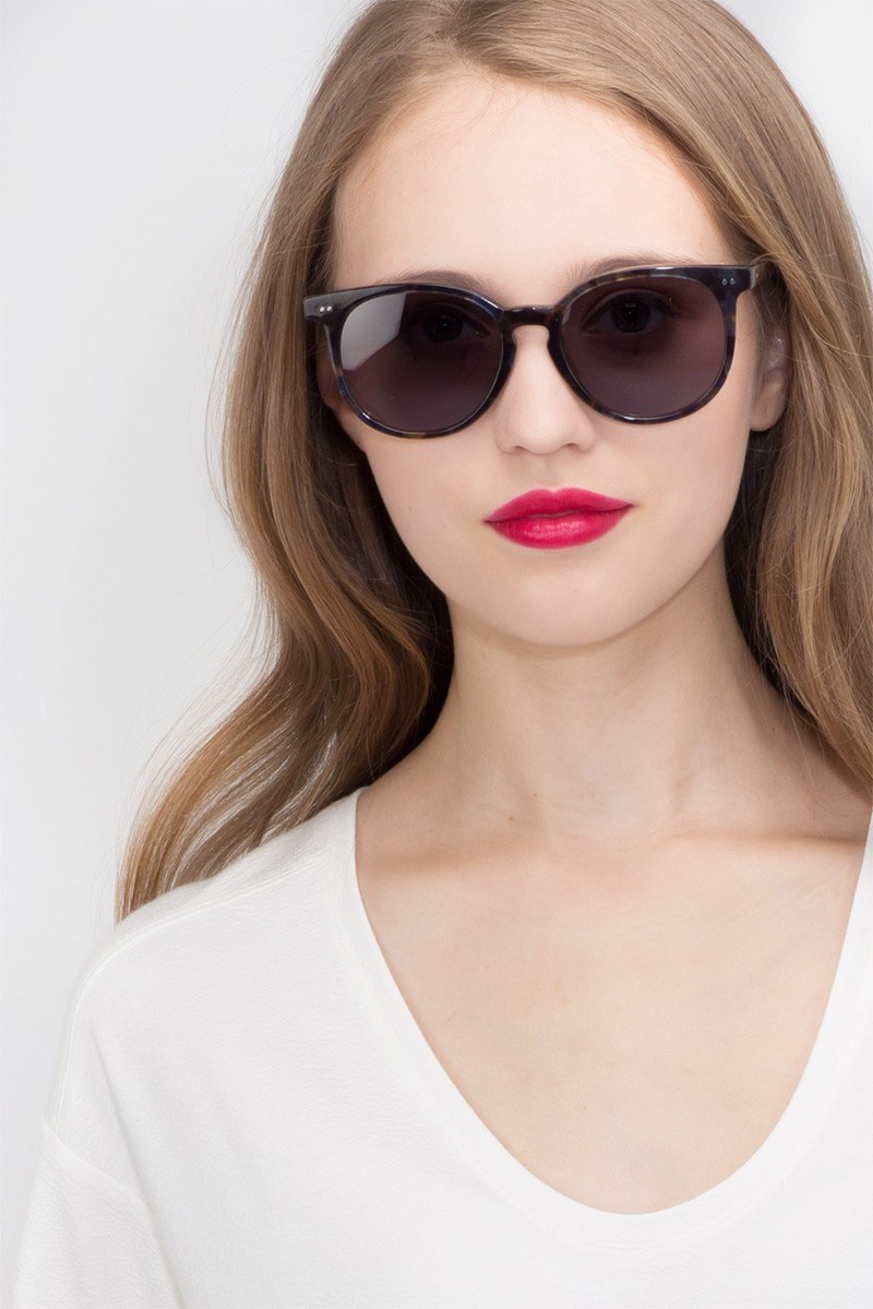 Meraki - Round Blue Floral Frame Prescription Sunglasses  display picture 1